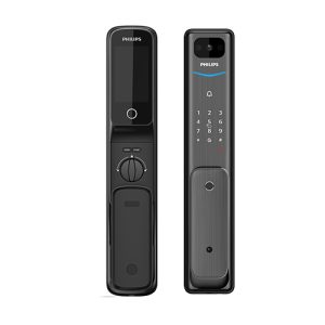 Philips EasyKey Alpha VP-5HWS Serrure De Porte Intelligente – Avec Empreinte Digitale, Code, Carte Et Clé Mécanique