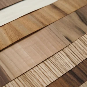 Farklı türlerde doğal ahşap kaplama örnekleri